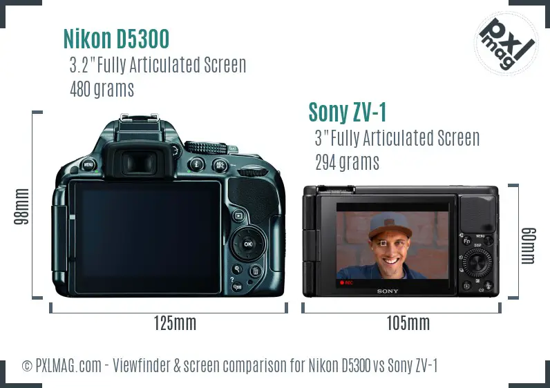 Nikon D5300 vs Sony ZV-1 Screen and Viewfinder comparison Nikon D5300 vs Sony ZV-1 Screen and Viewfinder comparison