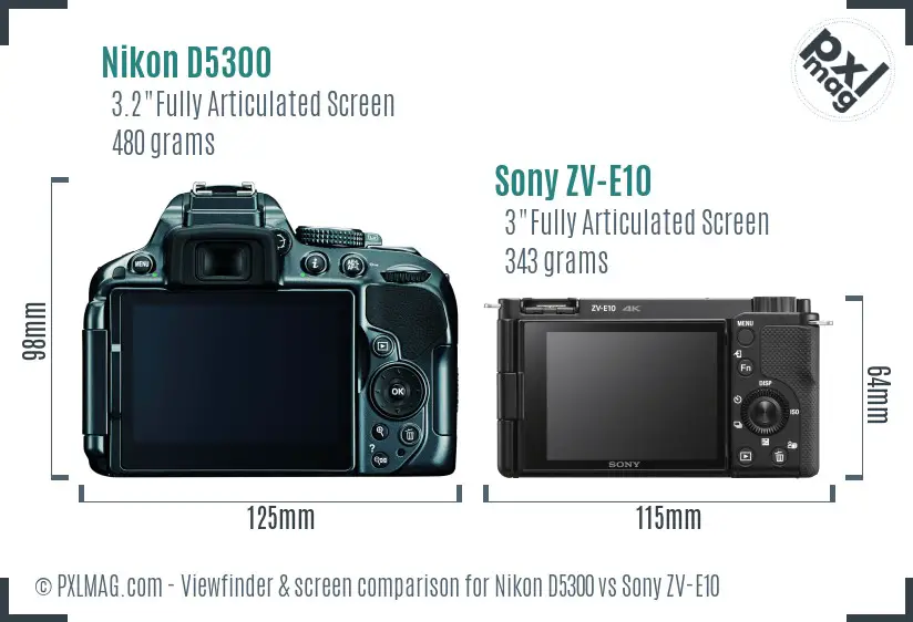 Nikon D5300 vs Sony ZV-E10 Screen and Viewfinder comparison Nikon D5300 vs Sony ZV-E10 Screen and Viewfinder comparison