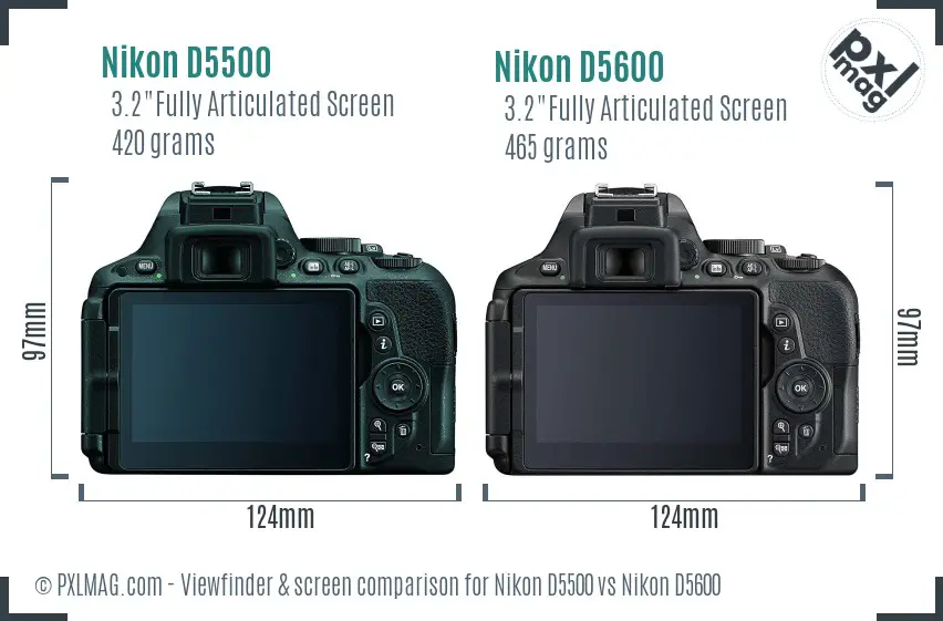 Nikon D5500 vs Nikon D5600 Screen and Viewfinder comparison