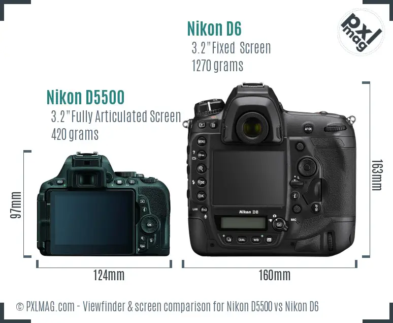 Nikon D5500 vs Nikon D6 Screen and Viewfinder comparison Nikon D5500 vs Nikon D6 Screen and Viewfinder comparison