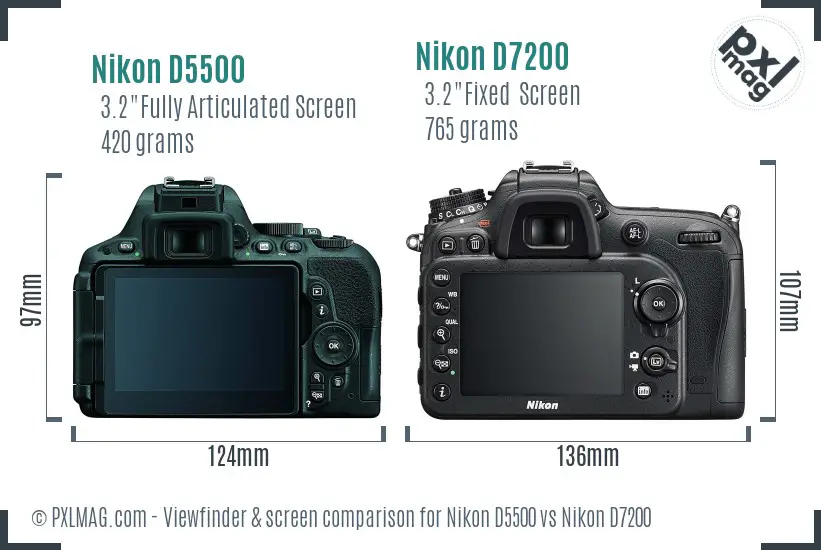 Nikon D5500 vs Nikon D7200 Screen and Viewfinder comparison Nikon D5500 vs Nikon D7200 Screen and Viewfinder comparison