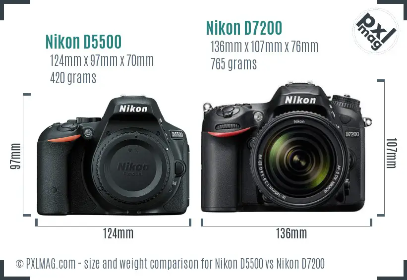 Nikon D5500 vs Nikon D7200 size comparison Nikon D5500 vs Nikon D7200 size comparison