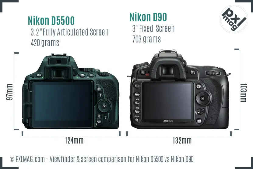 Nikon D5500 vs Nikon D90 Screen and Viewfinder comparison Nikon D5500 vs Nikon D90 Screen and Viewfinder comparison