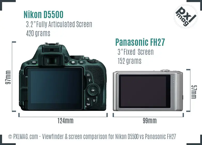 Nikon D5500 vs Panasonic FH27 Screen and Viewfinder comparison