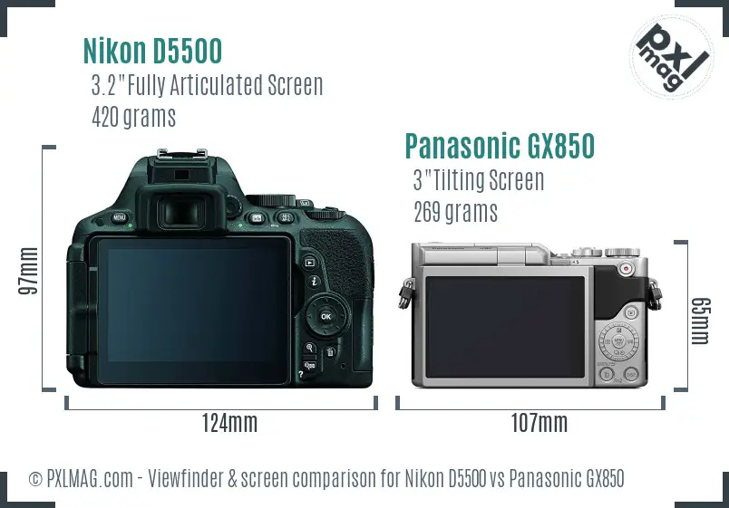 Nikon D5500 vs Panasonic GX850 Screen and Viewfinder comparison