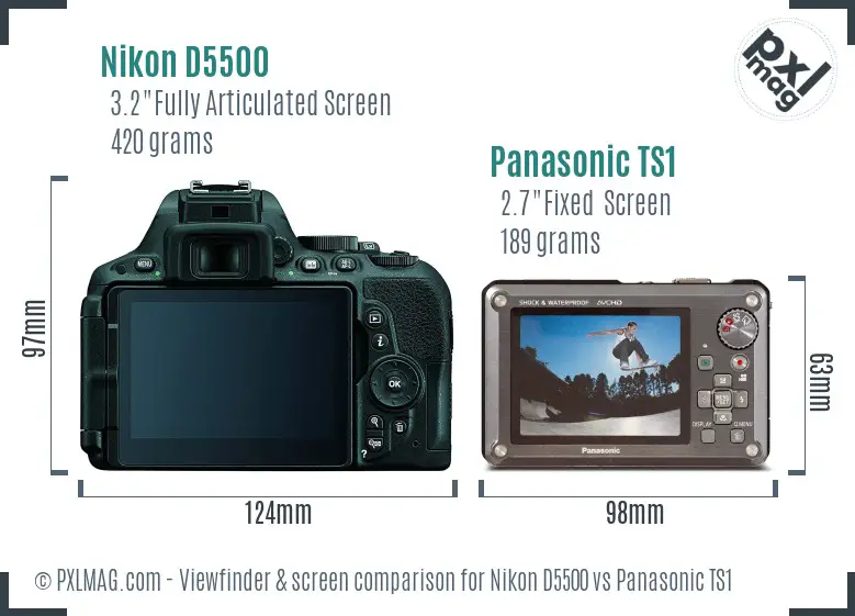 Nikon D5500 vs Panasonic TS1 Screen and Viewfinder comparison