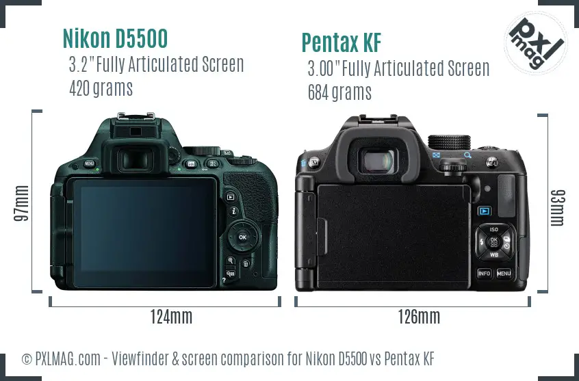 Nikon D5500 vs Pentax KF Screen and Viewfinder comparison