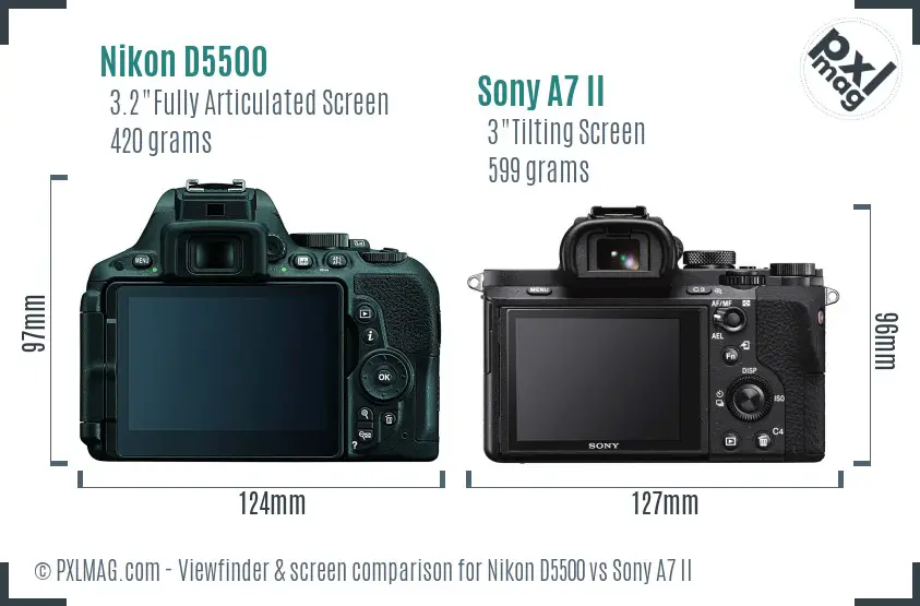 Nikon D5500 vs Sony A7 II Screen and Viewfinder comparison Nikon D5500 vs Sony A7 II Screen and Viewfinder comparison