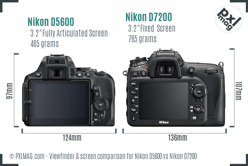 Nikon D5600 vs Nikon D7200 Screen and Viewfinder comparison Nikon D5600 vs Nikon D7200 Screen and Viewfinder comparison