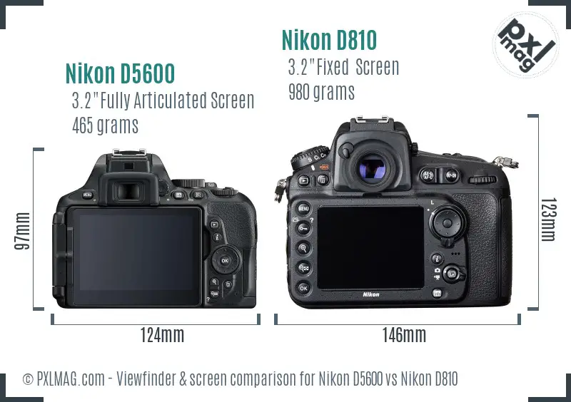 Nikon D5600 vs Nikon D810 Screen and Viewfinder comparison Nikon D5600 vs Nikon D810 Screen and Viewfinder comparison