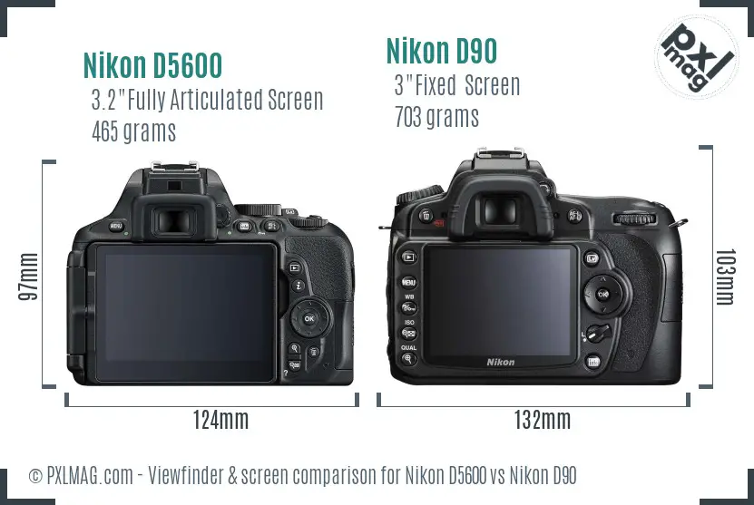 Nikon D5600 vs Nikon D90 Screen and Viewfinder comparison Nikon D5600 vs Nikon D90 Screen and Viewfinder comparison