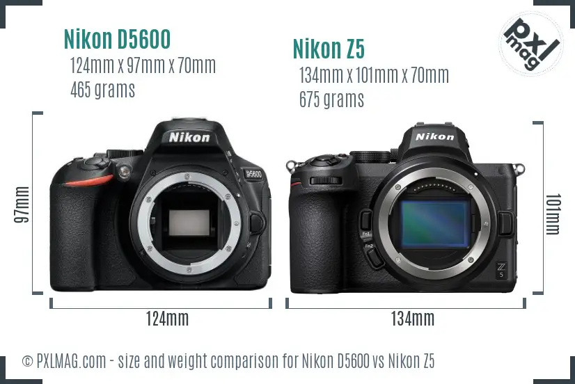Nikon D5600 vs Nikon Z5 size comparison Nikon D5600 vs Nikon Z5 size comparison