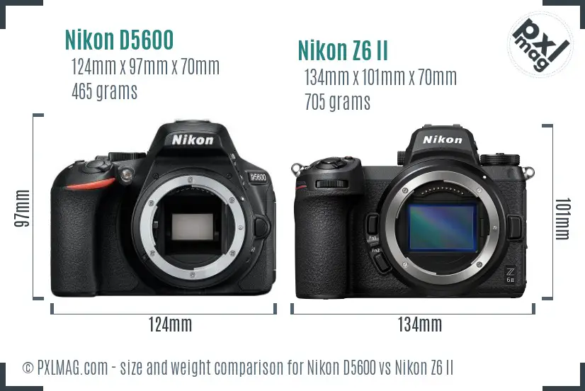 Nikon D5600 vs Nikon Z6 II size comparison