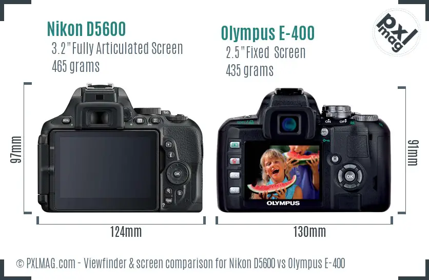 Nikon D5600 vs Olympus E-400 Screen and Viewfinder comparison