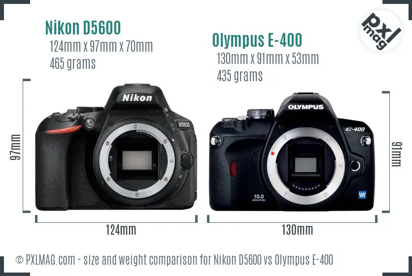 Nikon D5600 vs Olympus E-400 size comparison