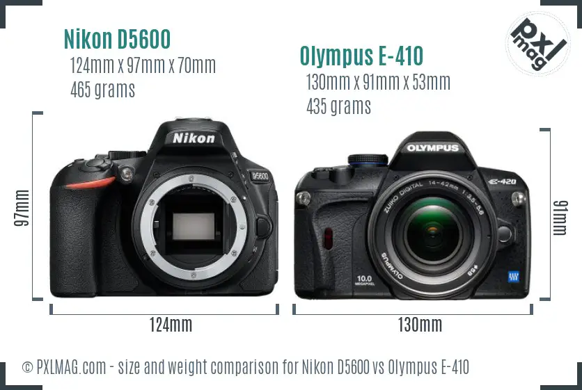 Nikon D5600 vs Olympus E-410 size comparison