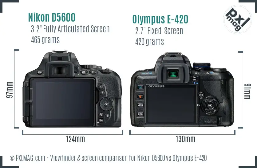Nikon D5600 vs Olympus E-420 Screen and Viewfinder comparison