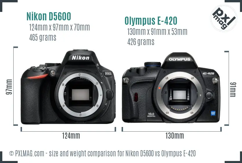 Nikon D5600 vs Olympus E-420 size comparison