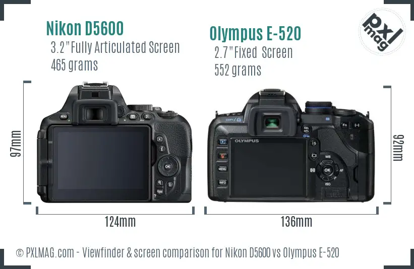 Nikon D5600 vs Olympus E-520 Screen and Viewfinder comparison