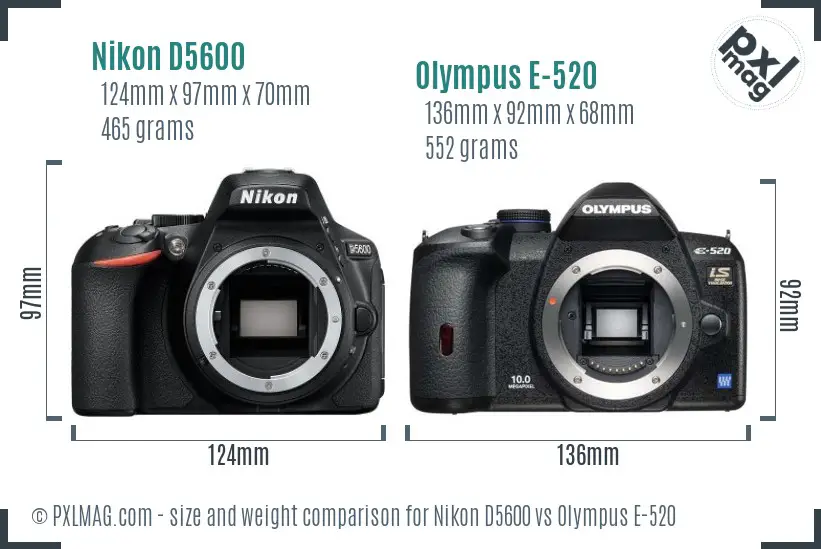 Nikon D5600 vs Olympus E-520 size comparison