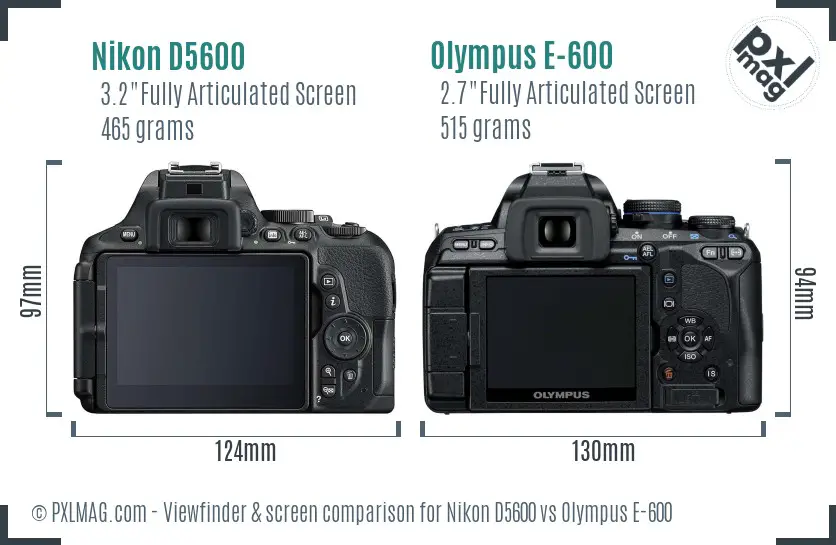 Nikon D5600 vs Olympus E-600 Screen and Viewfinder comparison