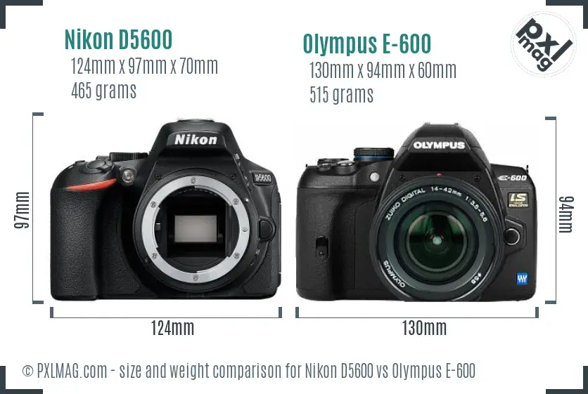Nikon D5600 vs Olympus E-600 size comparison