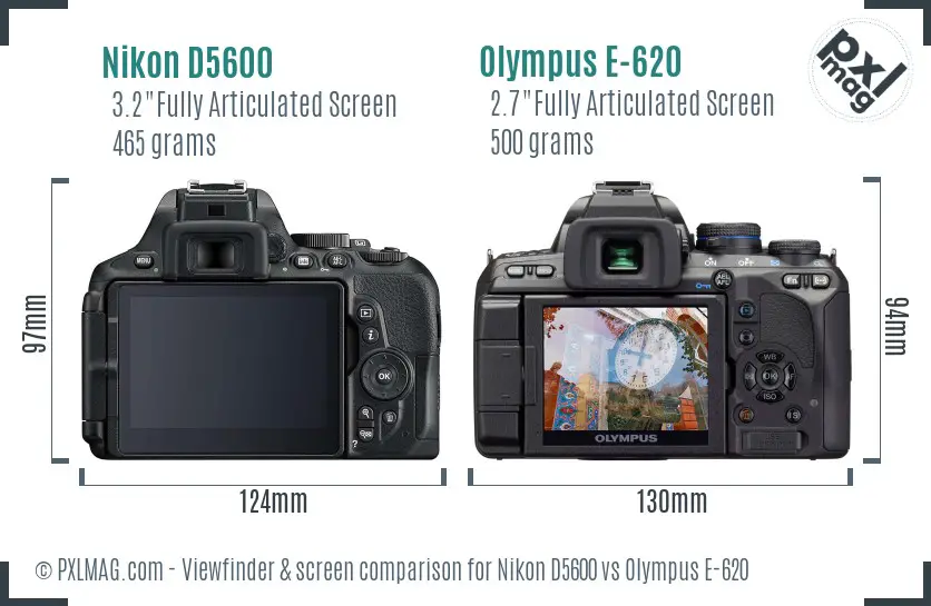 Nikon D5600 vs Olympus E-620 Screen and Viewfinder comparison