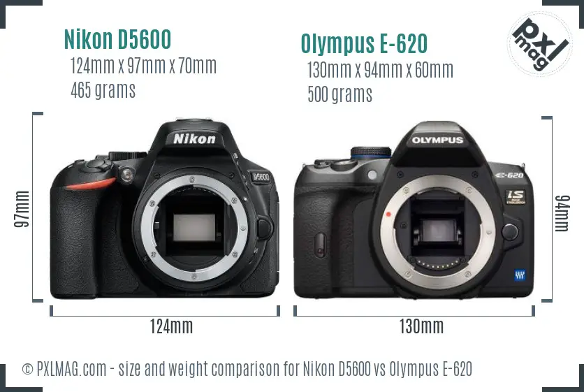 Nikon D5600 vs Olympus E-620 size comparison