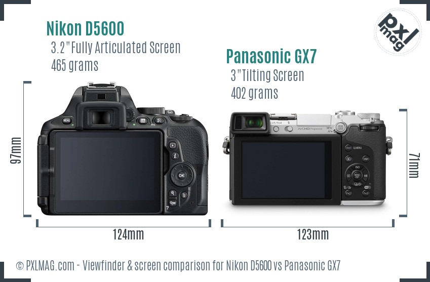 Nikon D5600 vs Panasonic GX7 Screen and Viewfinder comparison