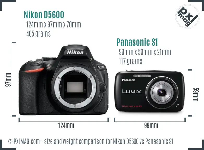 Nikon D5600 vs Panasonic S1 size comparison