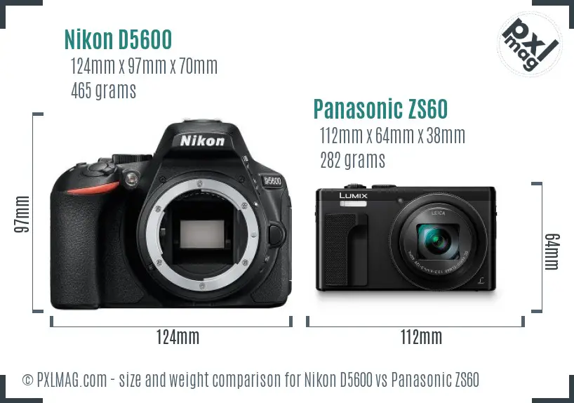 Nikon D5600 vs Panasonic ZS60 size comparison