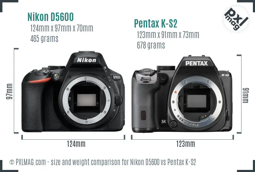 Nikon D5600 vs Pentax K-S2 size comparison