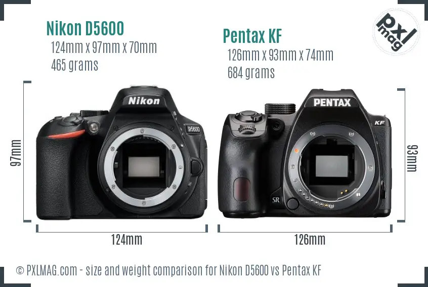 Nikon D5600 vs Pentax KF size comparison