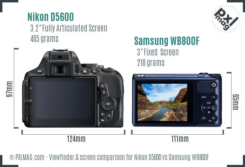 Nikon D5600 vs Samsung WB800F Screen and Viewfinder comparison
