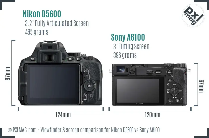 Nikon D5600 vs Sony A6100 Screen and Viewfinder comparison Nikon D5600 vs Sony A6100 Screen and Viewfinder comparison
