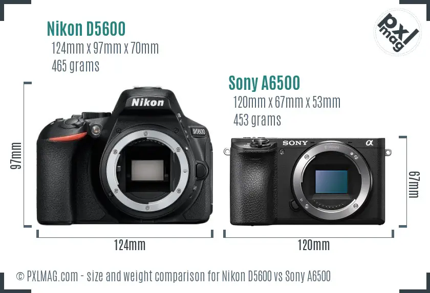 Nikon D5600 vs Sony A6500 size comparison Nikon D5600 vs Sony A6500 size comparison
