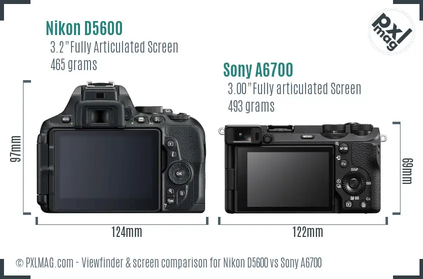 Nikon D5600 vs Sony A6700 Screen and Viewfinder comparison Nikon D5600 vs Sony A6700 Screen and Viewfinder comparison