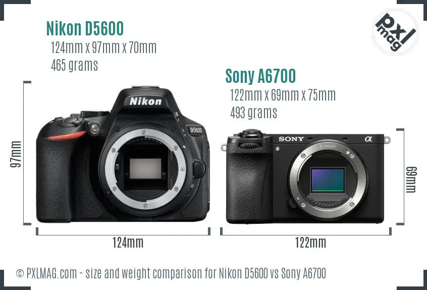 Nikon D5600 vs Sony A6700 size comparison Nikon D5600 vs Sony A6700 size comparison