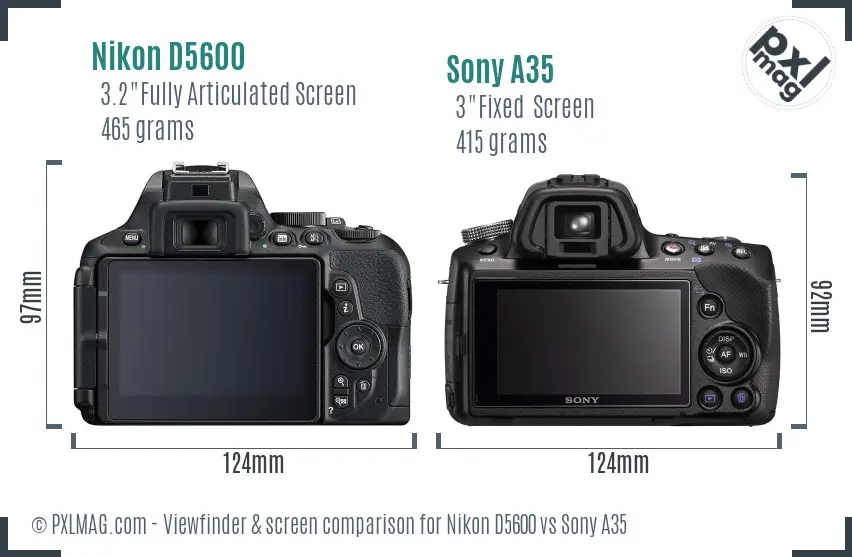 Nikon D5600 vs Sony A35 Screen and Viewfinder comparison