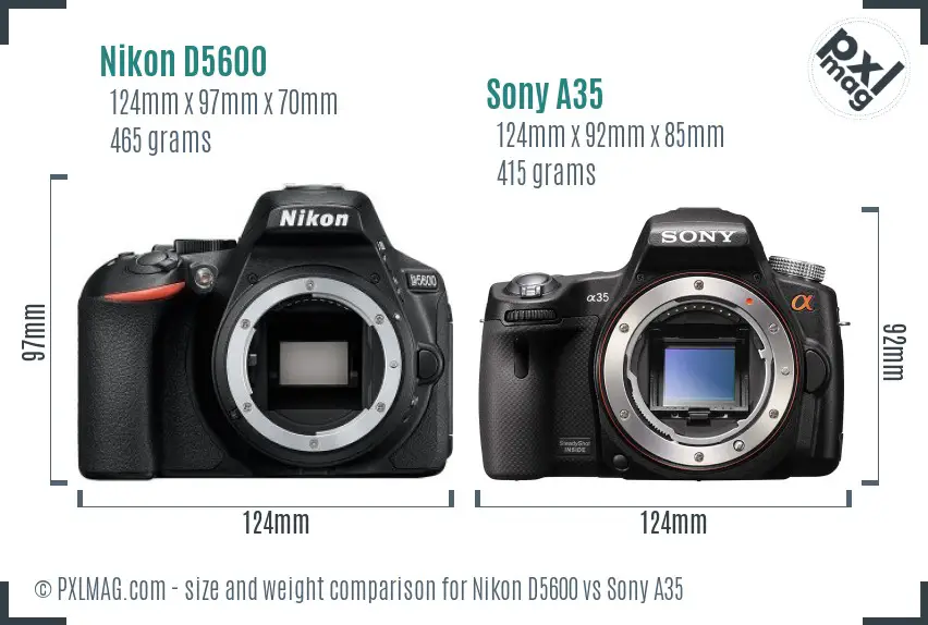 Nikon D5600 vs Sony A35 size comparison