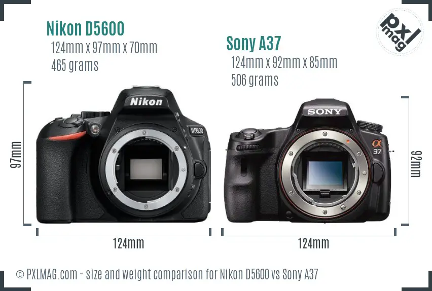 Nikon D5600 vs Sony A37 size comparison