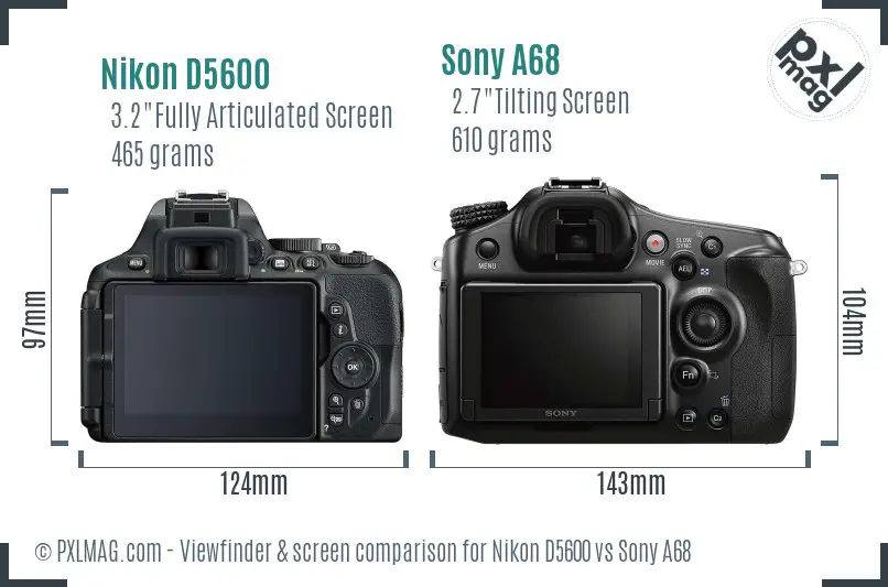 Nikon D5600 vs Sony A68 Screen and Viewfinder comparison