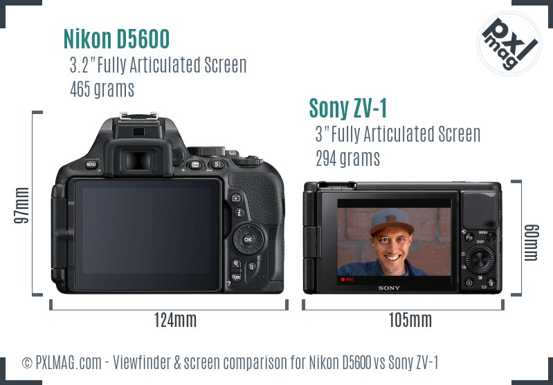 Nikon D5600 vs Sony ZV-1 Screen and Viewfinder comparison