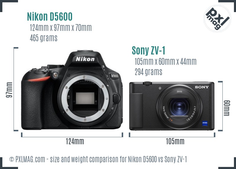 Nikon D5600 vs Sony ZV-1 size comparison