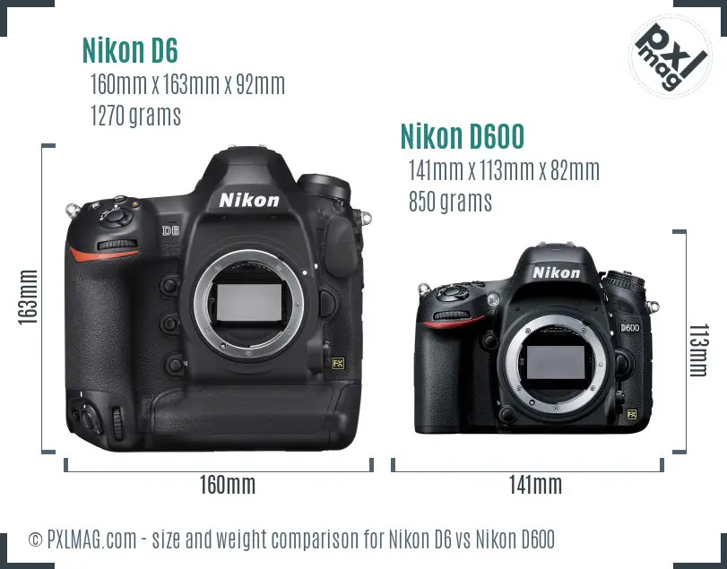 Nikon D6 vs Nikon D600 size comparison Nikon D6 vs Nikon D600 size comparison