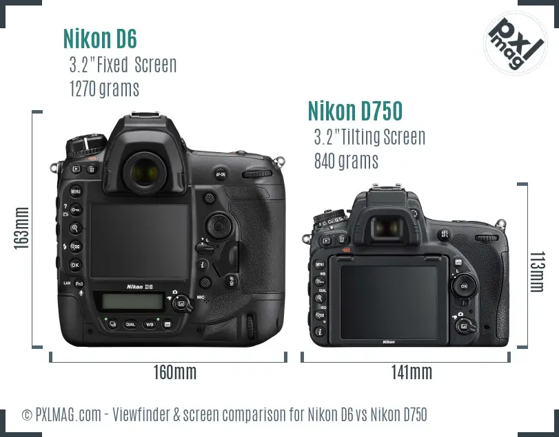 Nikon D6 vs Nikon D750 Screen and Viewfinder comparison Nikon D6 vs Nikon D750 Screen and Viewfinder comparison