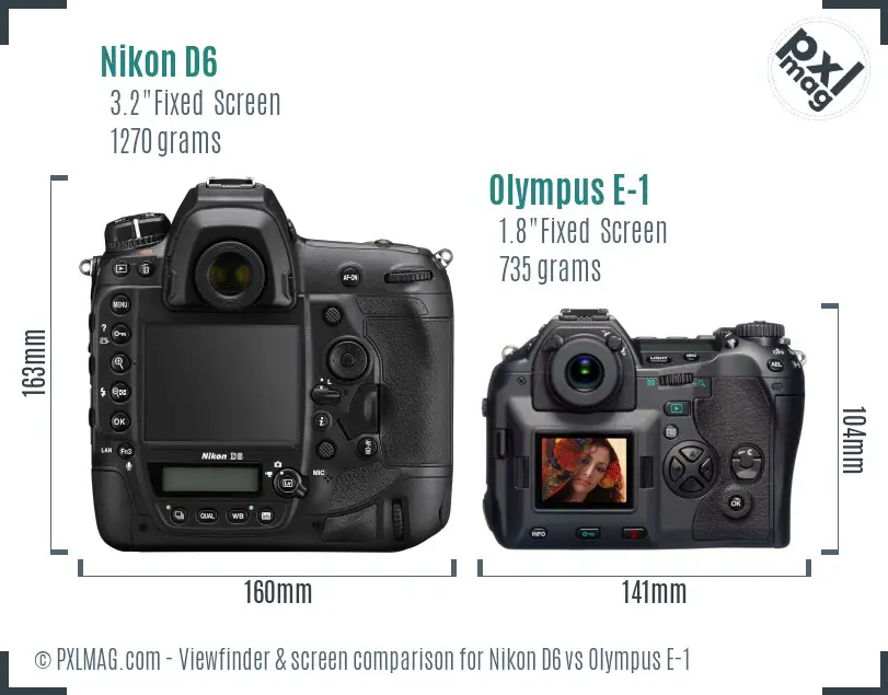Nikon D6 vs Olympus E-1 Screen and Viewfinder comparison