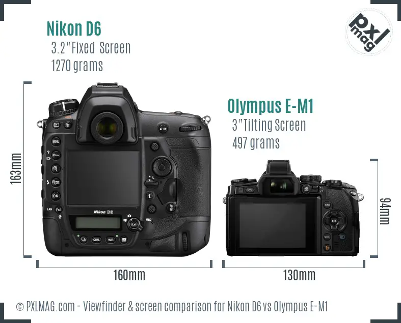 Nikon D6 vs Olympus E-M1 Screen and Viewfinder comparison Nikon D6 vs Olympus E-M1 Screen and Viewfinder comparison