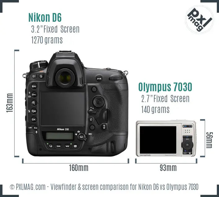 Nikon D6 vs Olympus 7030 Screen and Viewfinder comparison