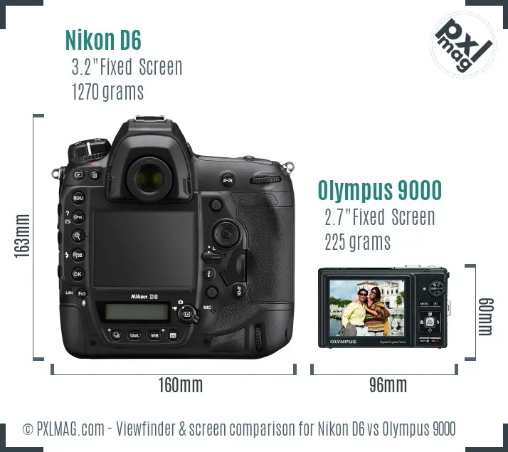 Nikon D6 vs Olympus 9000 Screen and Viewfinder comparison Nikon D6 vs Olympus 9000 Screen and Viewfinder comparison